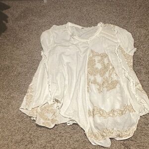 Free People Cream Floral Blouse